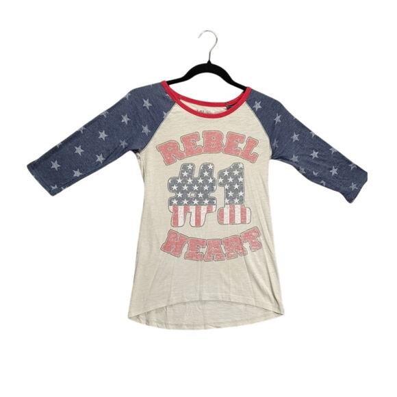 L.O.L. Vintage Womens T Shirt Size Extra Small 3/4 Sleeve Rebel Heart America - Picture 1 of 8